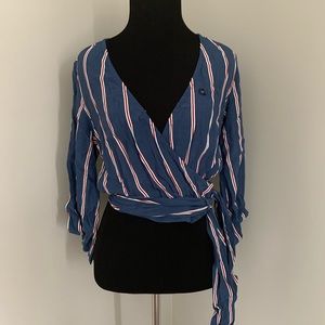 NWT Striped V-Neck Wrap Top